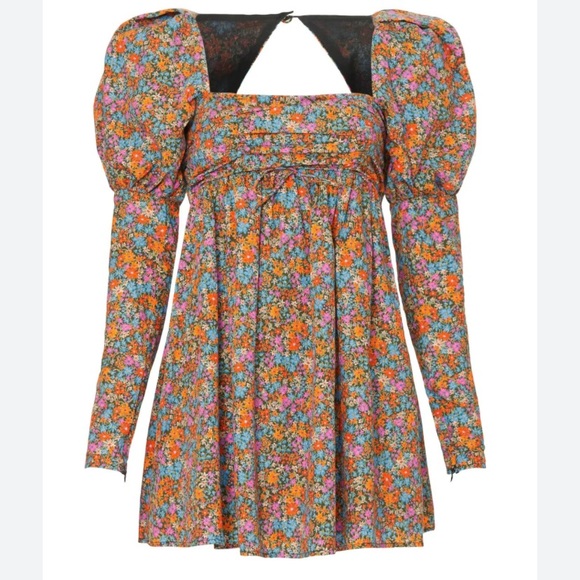 FOR LOVE AND LEMONS NWT Revolve Brittany Mini Dress floral puff sleeve size xs - Picture 11 of 14